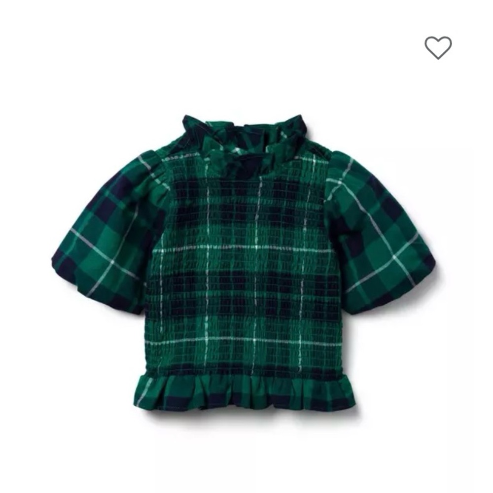 Janie and Jack Green Plaid Top